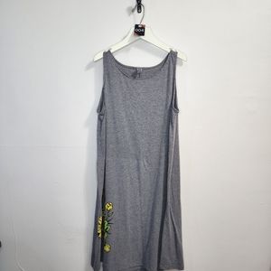 004 gray flower summer dress